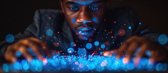 Focused Man Interacting With Digital Interface