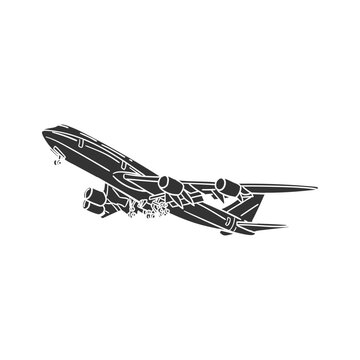 recommend clip art: Airplane Icon Silhouette Illustration. Vector Graphic Pictogram Symbol Clip Art. Doodle Sketch Black Sign.