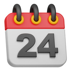 date 24 3d icon isolated on the transparent background