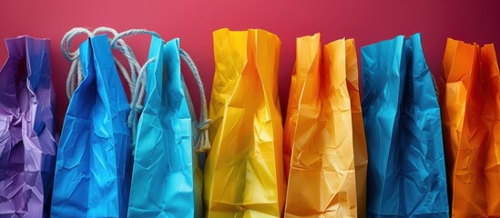 Colorful Paper Bags in a Row