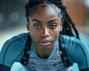 Determined Female Athlete Focused on Fitness Goals Achieve Your Milestones with Dedication and Hard Work