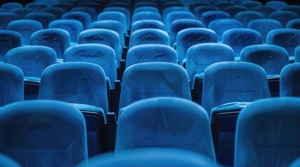 Obraz premium Empty blue chairs in the audience