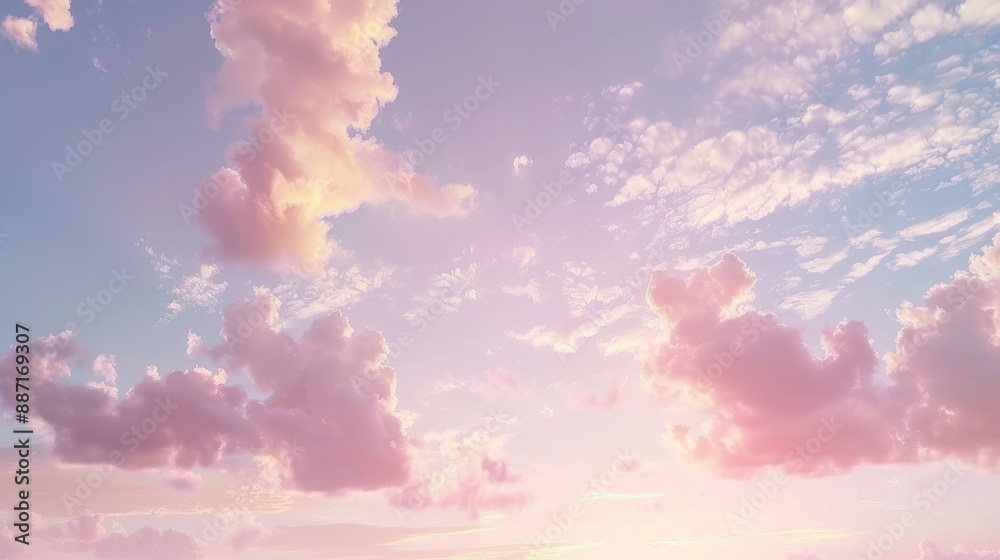 Poster a serene canvas of morning sky with wispy clouds and soft hues of dawn