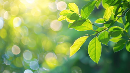 Naklejka premium green leaf bokeh nature background, wallpaper