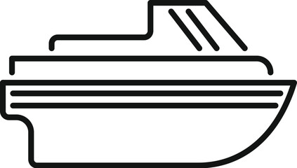 Big modern yacht sailing on water surface icon. Outline big modern yacht sailing on water surface vector icon for web design isolated on white background