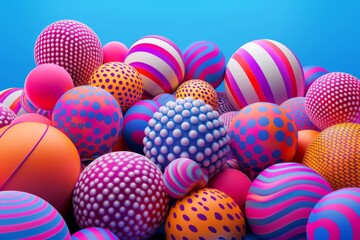 Fototapeta premium Abstract vibrant spheres with colorful patterns and bright background.