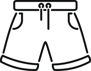 Simple black outline icon representing a pair of shorts, ideal for clothing stores and websites