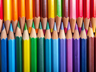 Fototapeta premium color pencils isolated on white background, colored, art, school, drawing, crayon, colorful, education, colour, draw, rainbow, wood, group, row