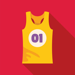 Yellow sports shirt with number one representing winning and competition, isolated over red background