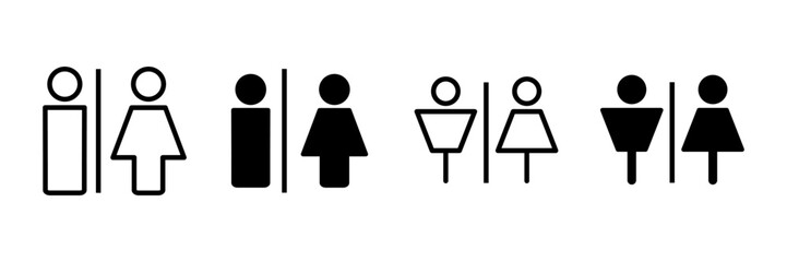 Toilet icon vector isolated on white background. Toilet sign. Man and woman restroom sign vector. Male and female icon