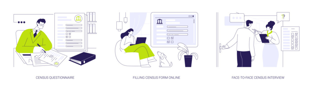 Population census abstract concept vector illustrations.