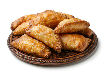 Fototapeta premium Board and plate of tasty Imarti with on white background.