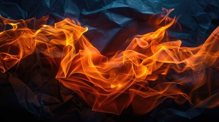 Aflame paper against dark backdrop