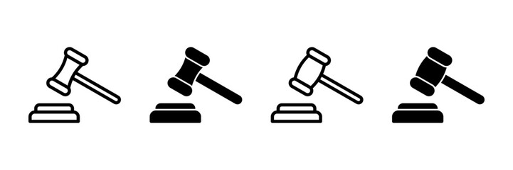 Gavel icon vector isolated on white background. Hammer icon vector. Judge Gavel Auction Icon Vector. Bid