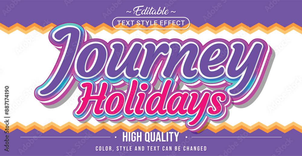 Poster Editable text style effect - Journey Holidays text style theme.