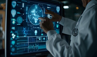 Doctor Interacting with a Digital Brain Scan