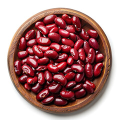 Board and plate of tasty Kidney Beans with on white background.