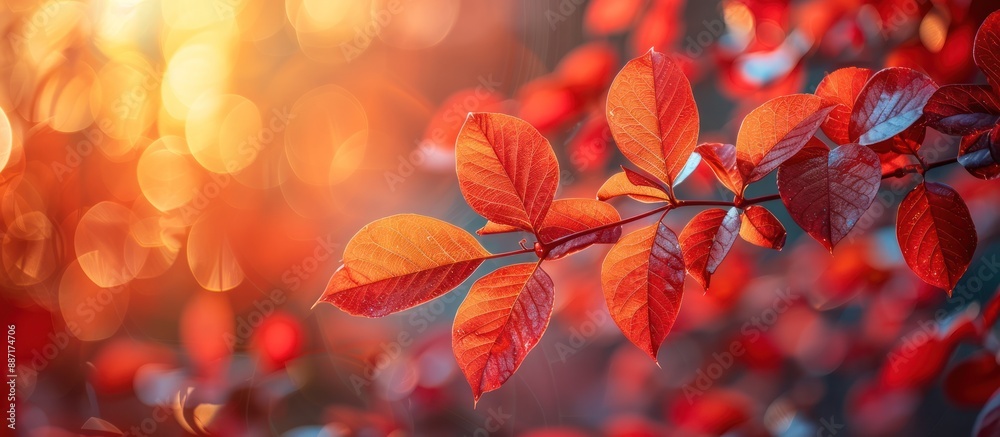 Poster Red Autumn Leaves in the Sunlight