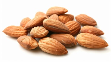 Almonds on white background