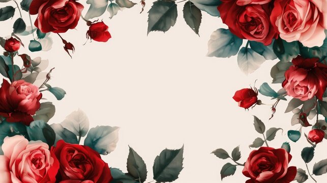 An exquisite red rose flower border
