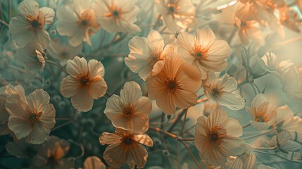 Antique aesthetic hazy blooms scattered on surface