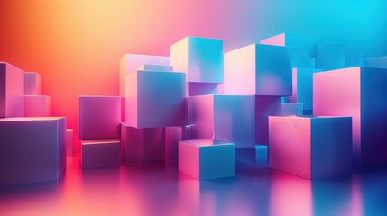 Obraz premium Abstract geometric shapes with neon lighting.