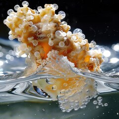 Abstract underwater coral with bubbles.