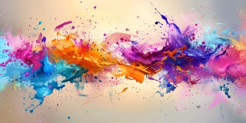Fototapeta premium Vibrant splashes of colorful paint blending in abstract burst art concept