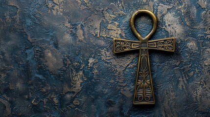 Ankh Symbol on Dark Blue Background.