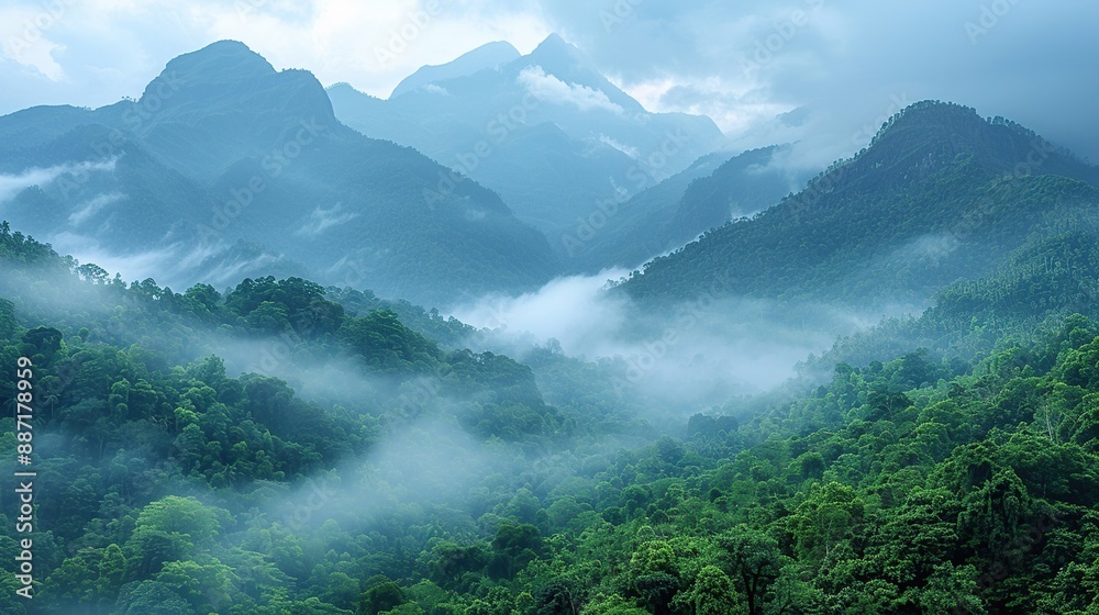 Poster Misty Mountain Landscape