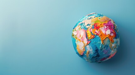 Fototapeta premium Colorful Earth Globe on Blue Background.