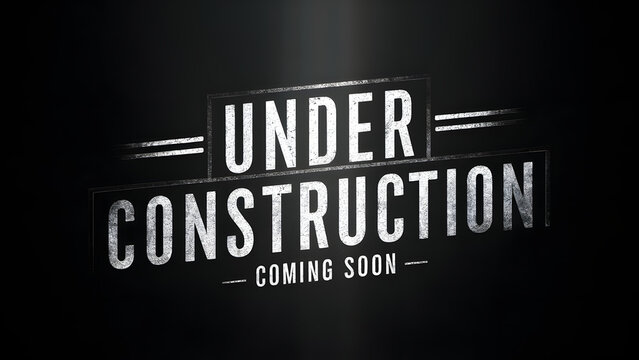spotlight-focused background with the words 'UNDER CONSTRUCTION' prominently displayed in bold, white letters. Below this main text, there's a smaller line that reads 'COMING SOON'.
