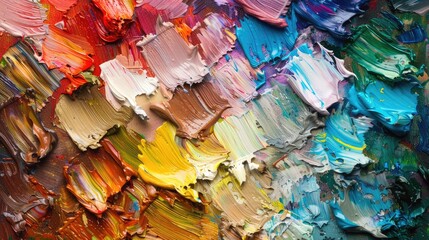 Oil paint brushstrokes on the palette