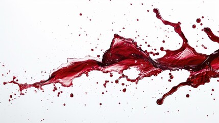 Red wine spill on white background