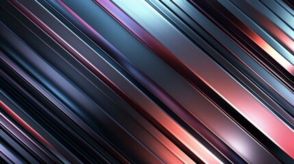 Obraz premium A close-up view of an abstract pattern with diagonal metallic lines in shades of blue, red, and purple