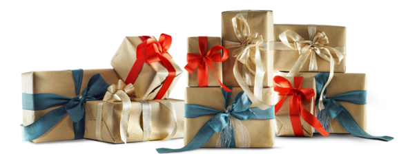 christmas gift boxes stacked and in row, brown wrapping paper, self-made christmas gifts, christmas presents