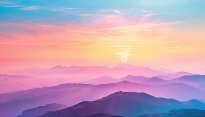 Mountain Sunset with a Dreamy Hue.