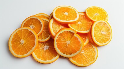 Fototapeta premium Arrangement of orange slices on white surface