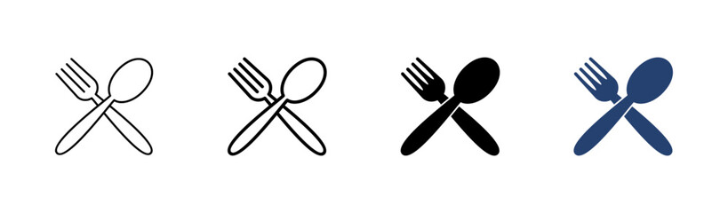 spoon and fork icon set. spoon, fork and knife icon vector. restaurant icon