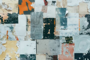 Torn and weathered posters on a wall.