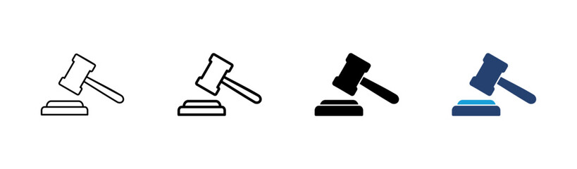 Gavel icon set. judge gavel icon vector. law icon vector. auction hammer