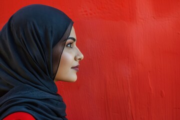 Woman in Hijab Looking Away.