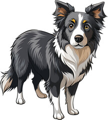 Fototapeta premium Playful Border Collie captured in pencil sketch. 