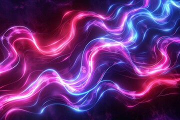 Obraz premium Neon glowing waves with vibrant colors and dynamic patterns.