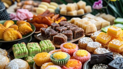 Assorted Indonesian sweet treats with focused selection