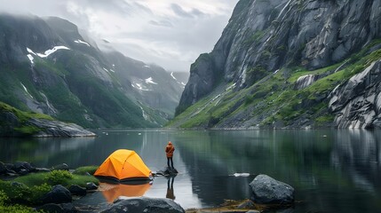 Scenic tent spot in Norway