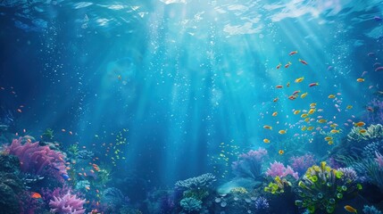 A deep ocean scene with colorful coral reefs. Generate AI image