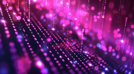 Fototapeta premium A digital background of pink and purple lights. Generate AI image