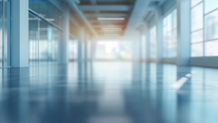 Obraz premium Background of an empty office hall with glass walls and doors