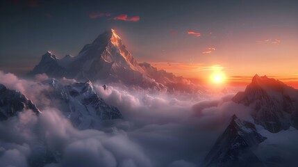View of the Himalayas during a foggy sunset night © Ava